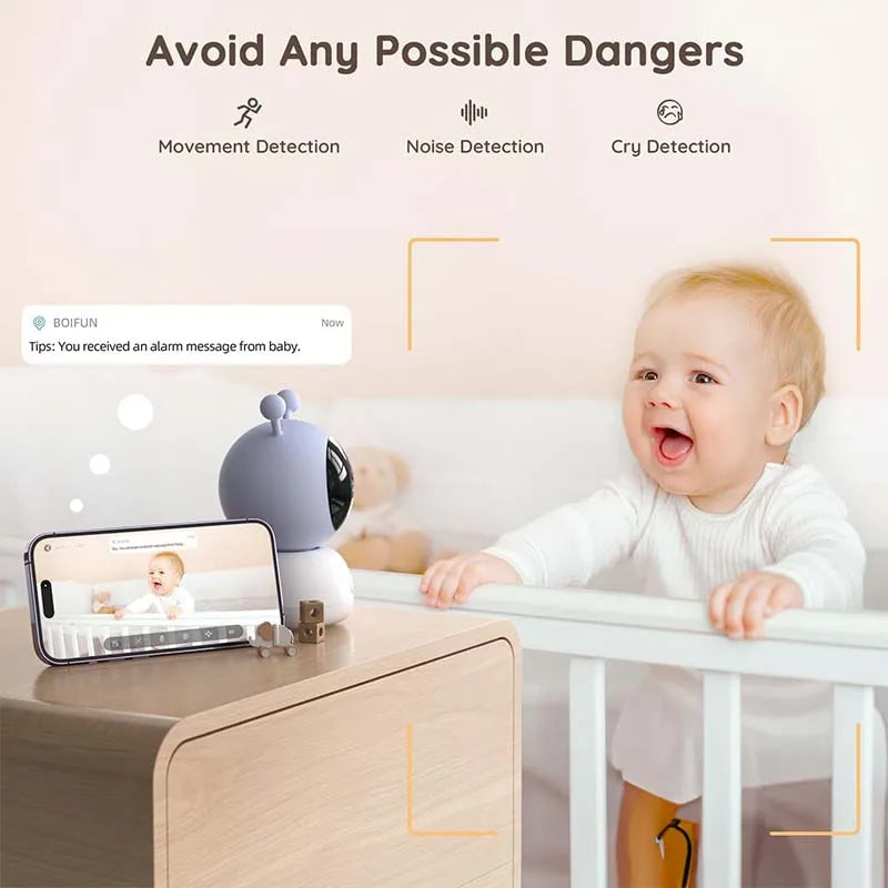 BOIFUN 2K WiFi Video Baby Monitor With Night Vision