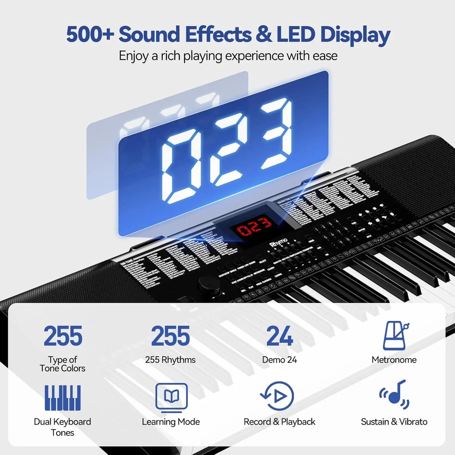 Electric Piano Keyboard Kit With LCD Display and Accessories