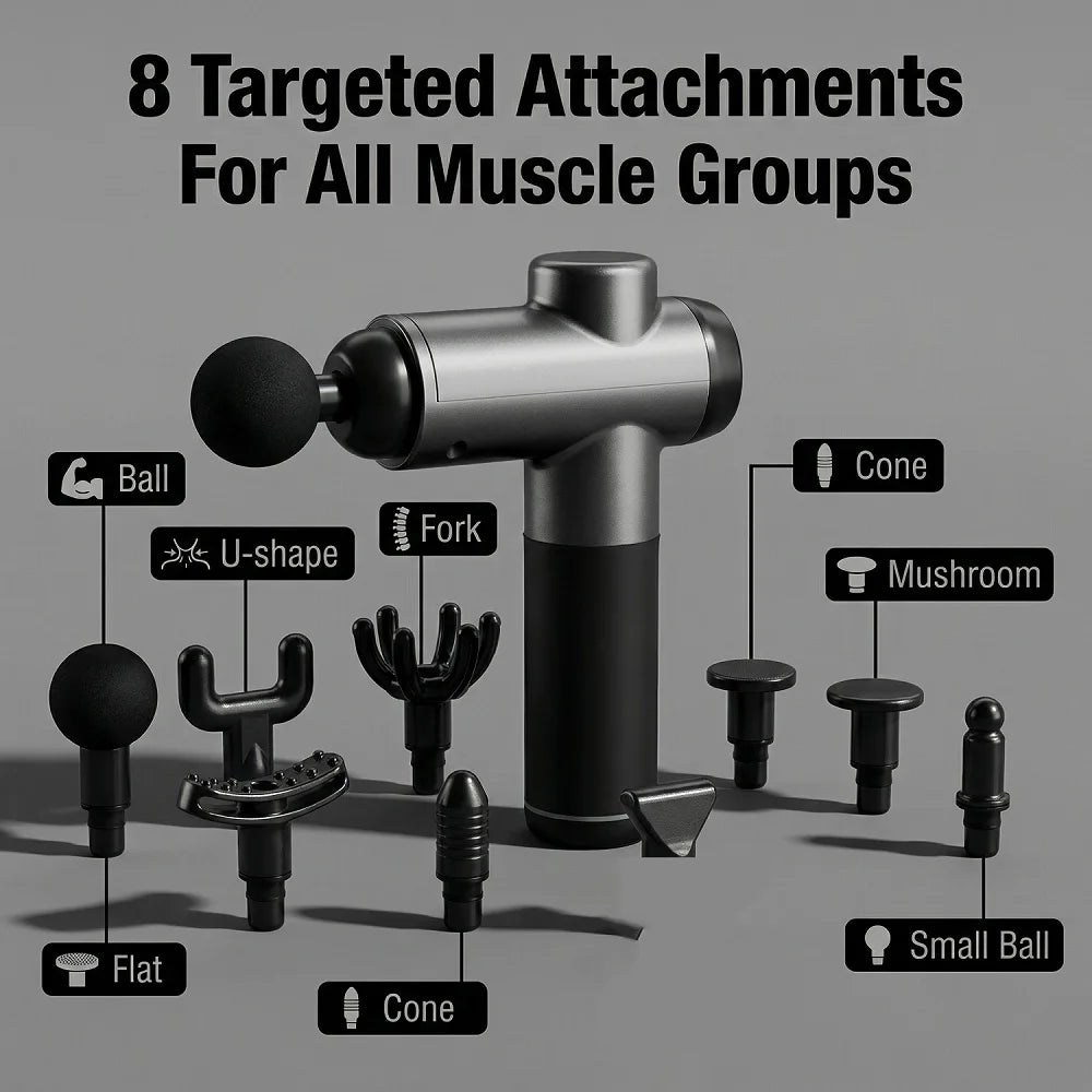 Muscle Recovery Massage Gun With 8 Speeds And Attachments