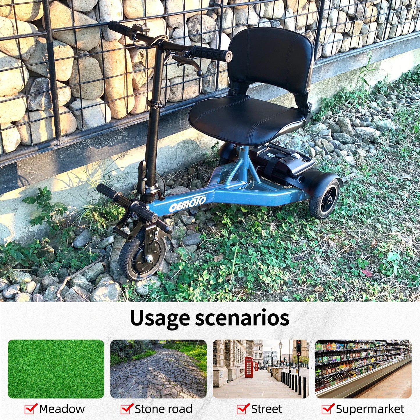 Aluminum Li battery 3-Wheel Foldable Scooter,Lightweight Li-ion E scooter,electric mobility scooter for elderly man or woman