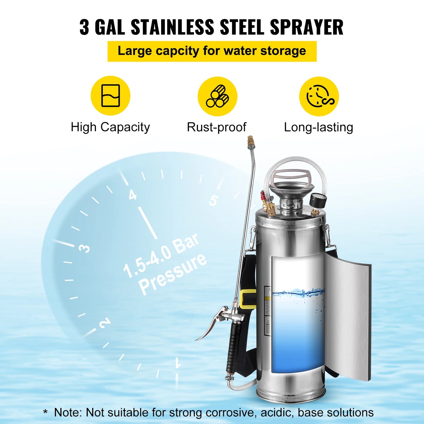 Hand Powered Stainless Steel Sprayer For Garden And Lawn Cleaning