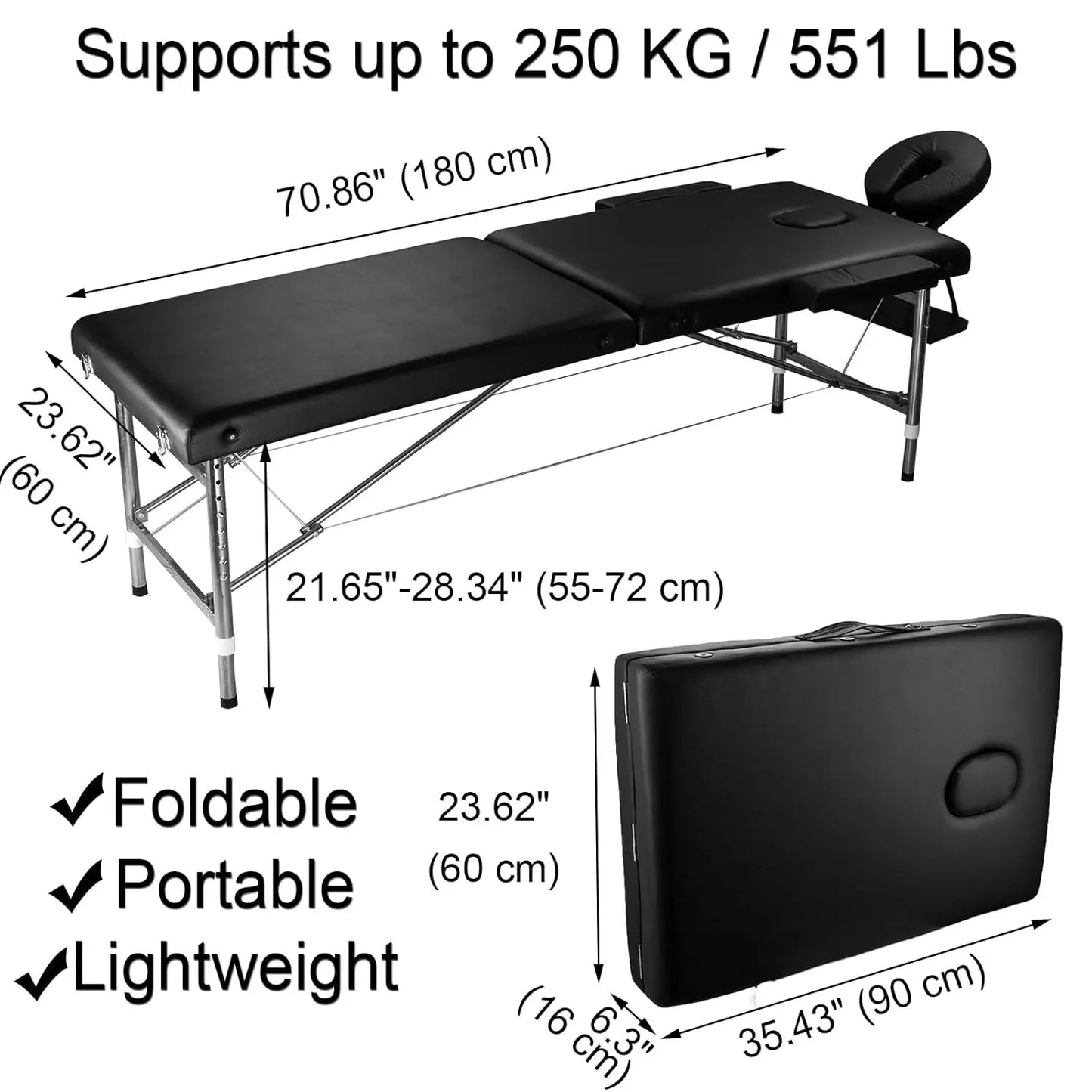 Portable Massage Table Foldable Massage Bed Folding Lash Tattoo Table Lightweight Spa Salon Facial Bed for, Customized