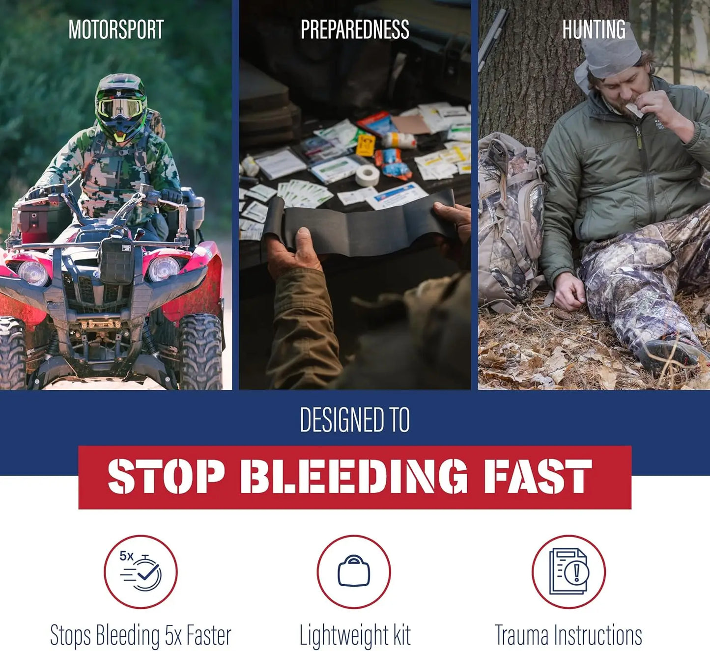 Emergency Trauma First Aid Kit With Quick Clotting Gauze