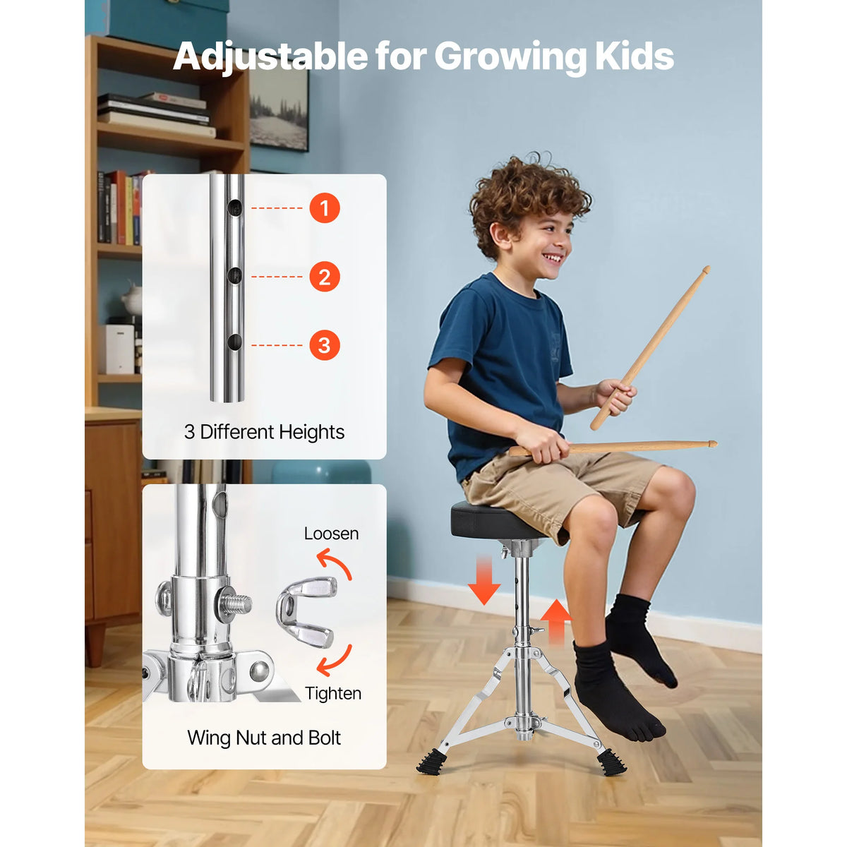 SucceBuy Kids Drum Set With Adjustable Throne And Cymbal