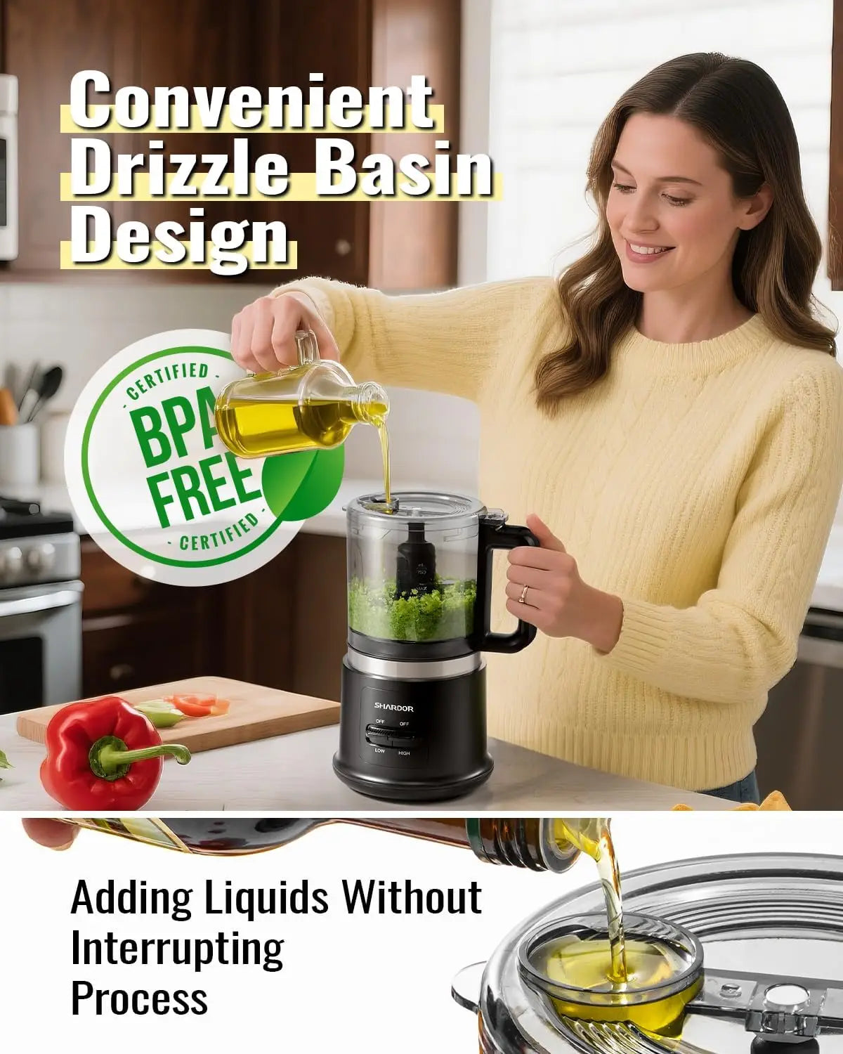 Mini Food Processor 400W 2 Speed Chopper Puree BPA Free