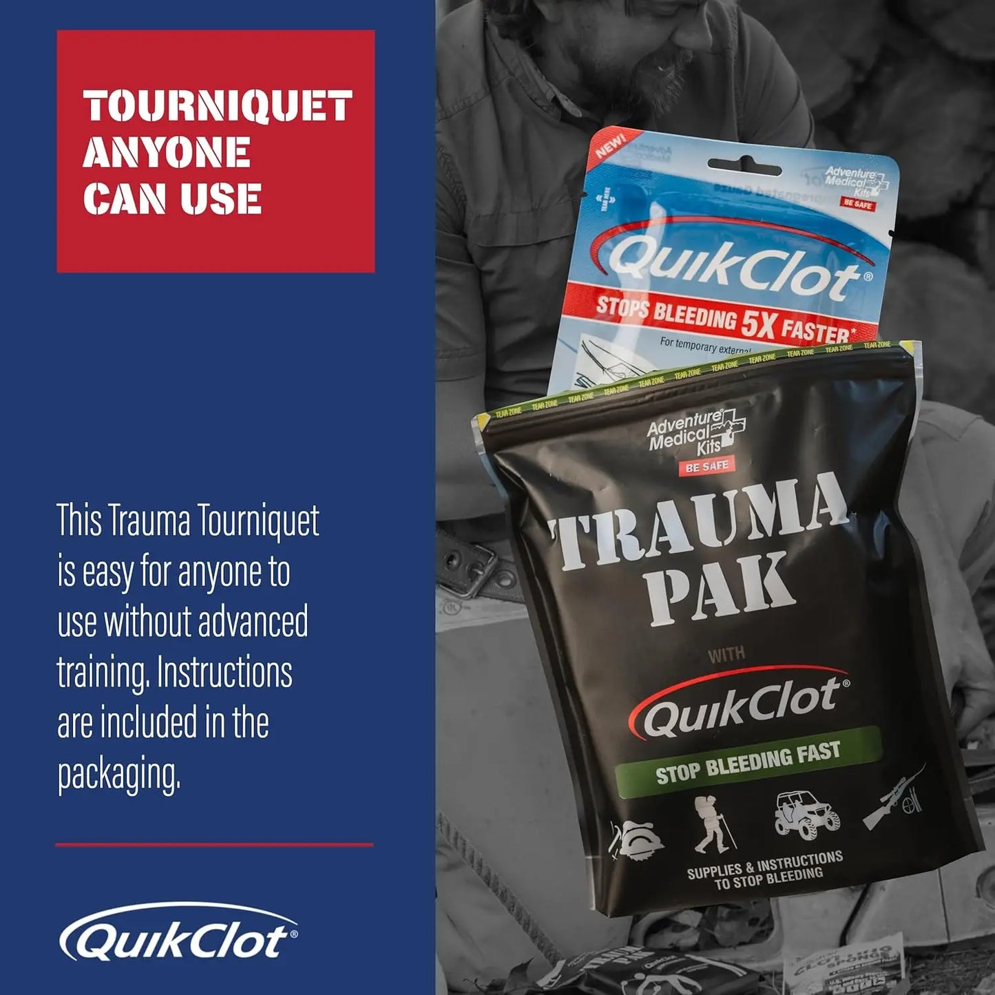 Emergency Trauma First Aid Kit With Quick Clotting Gauze