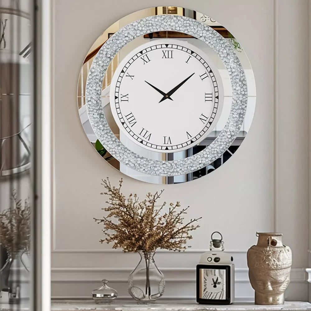 LUVODI Modern 3D Crystal Wall Clock With Roman Numerals