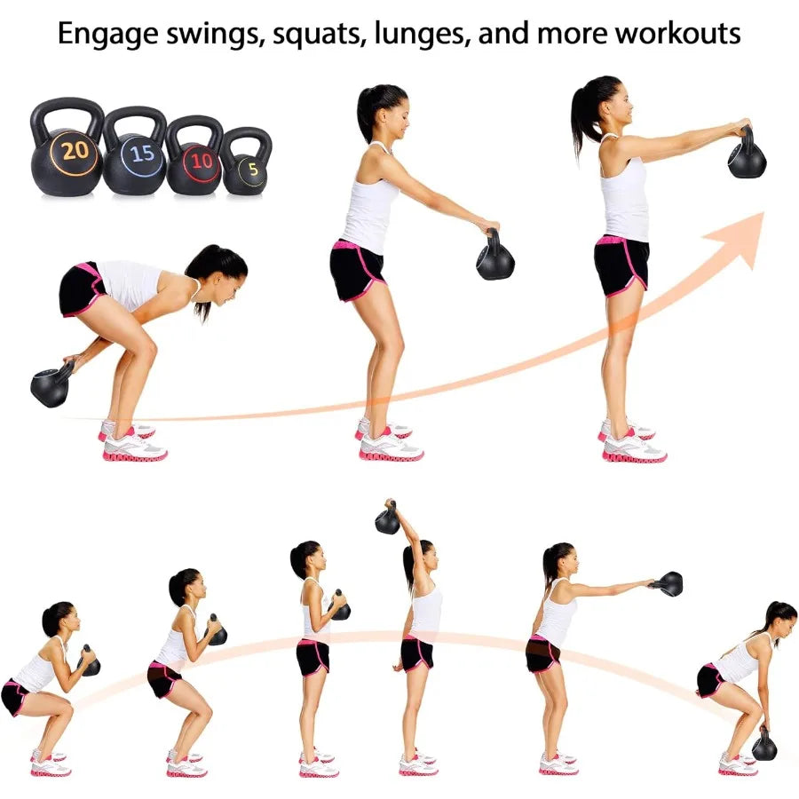 XMSJ Kettlebell Sets Home Gym Essentials 5 10 15 20