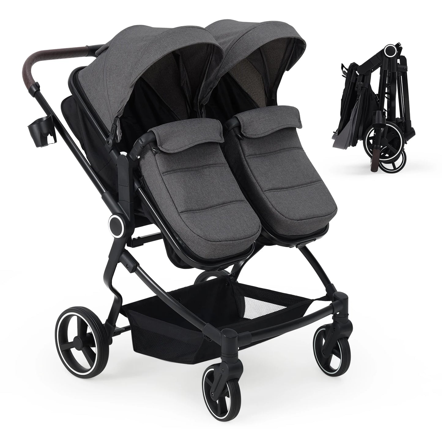 HiMISS Side By Side Twin Stroller Lightweight Foldable Travel