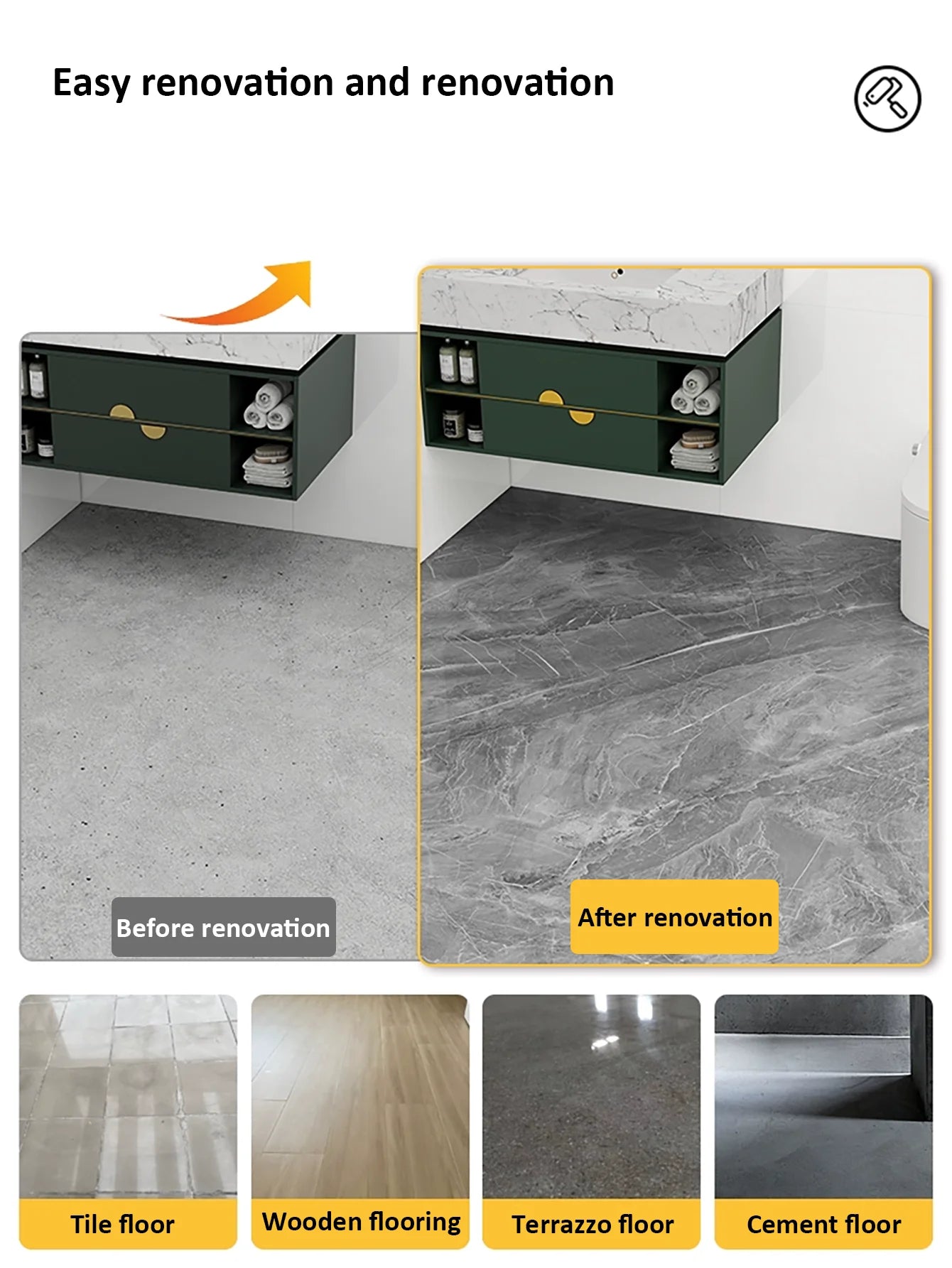Imitation Marble Floor Tiles Peel and Stick Waterproof Wallpaper