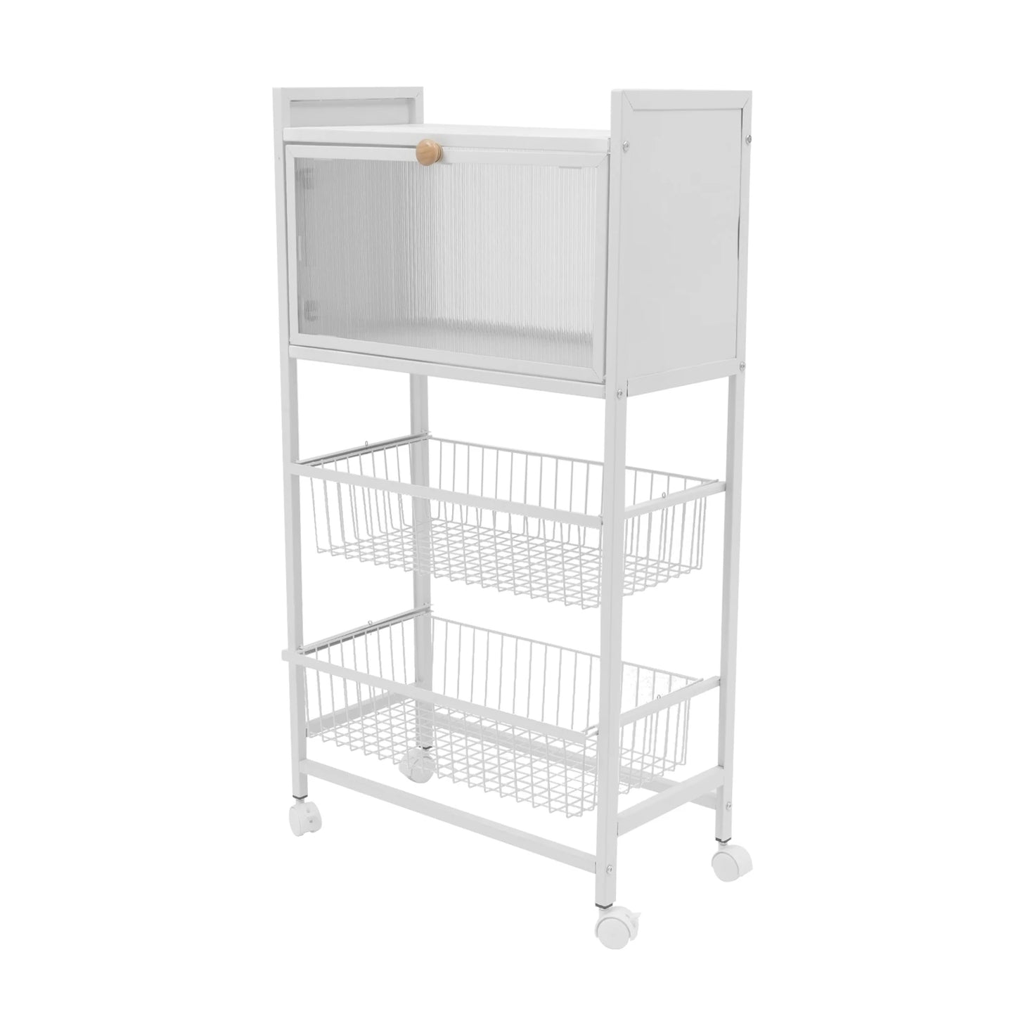 Four-Storey Kitchen Storage Rack With Brake Casters For Organization