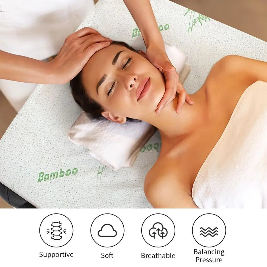 Memory Foam Massage Bed Mattress Topper with Cooling Rayon Derived from Bamboo Cover, Lash Bed Table Mattress Topper with Elast