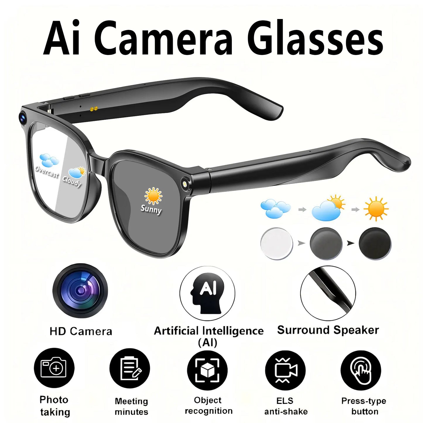 Giinova 8MP HD Camera Glasses With 1080p Video And Stabilization