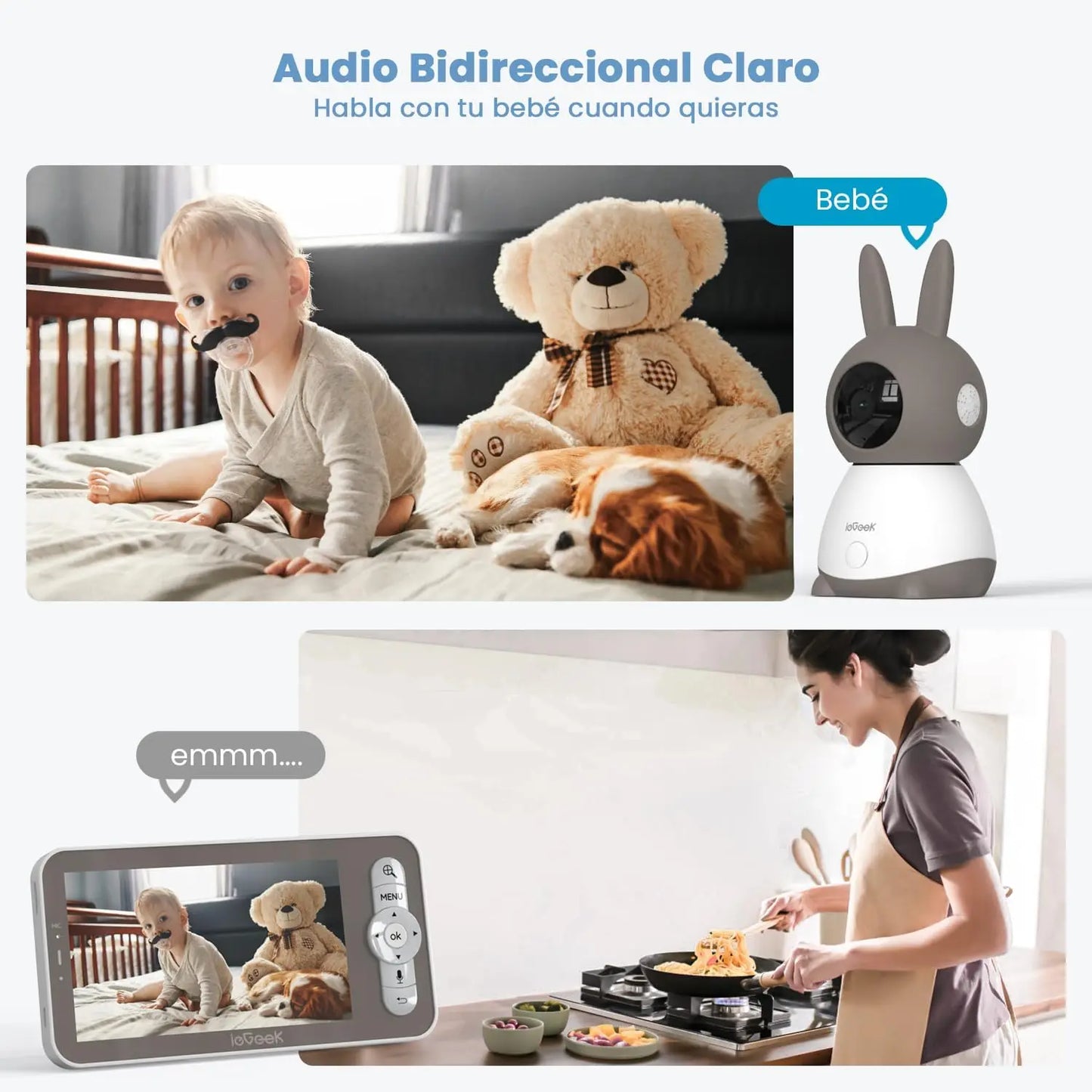 IEGEEK 2K 3MP Baby Surveillance Camera With 360 PTZ And Dual Screen Preview