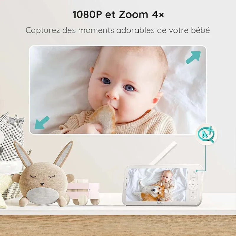 BOIFUN 1080P Baby Monitor With PTZ 355 Degree Auto Tracking