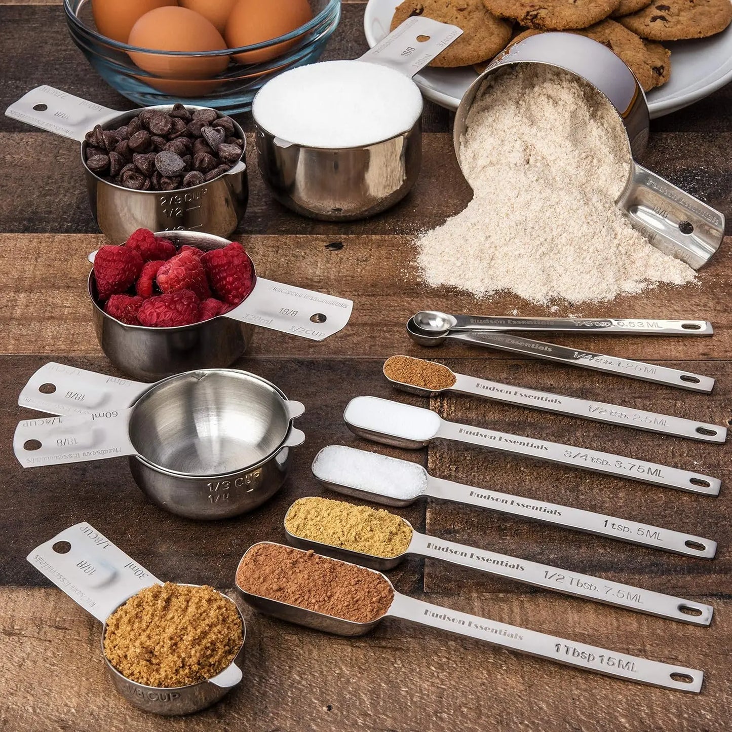 Stainless Steel Measuring Cups And Spoons Set, 14-Piece