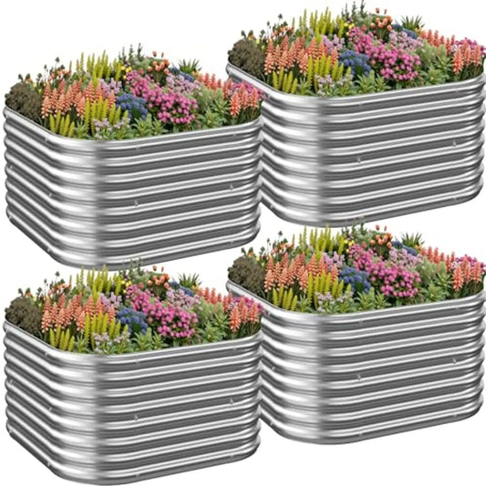 Raised Garden Bed Kit Galvanized Steel Planter Boxes Set Of 4