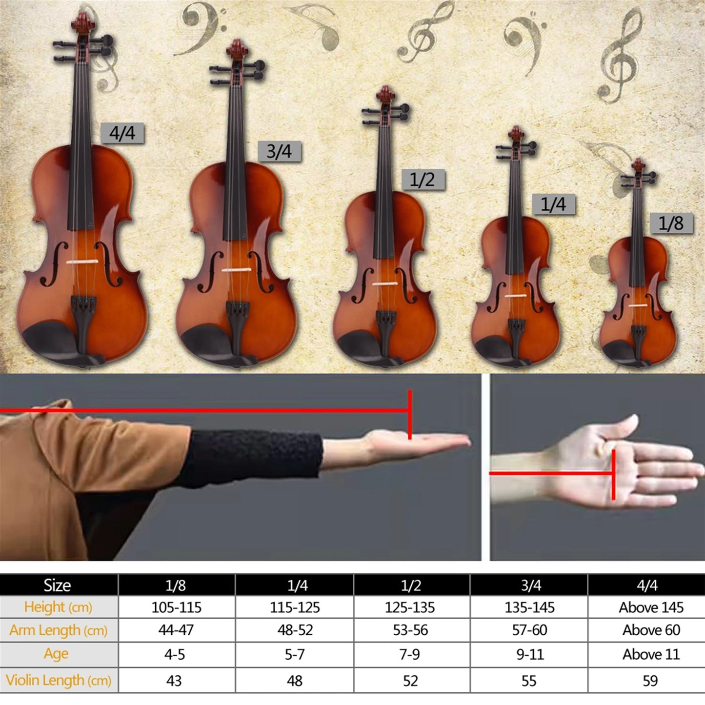 Acoustic Violin Case With Bow And Rosin Natural Finish