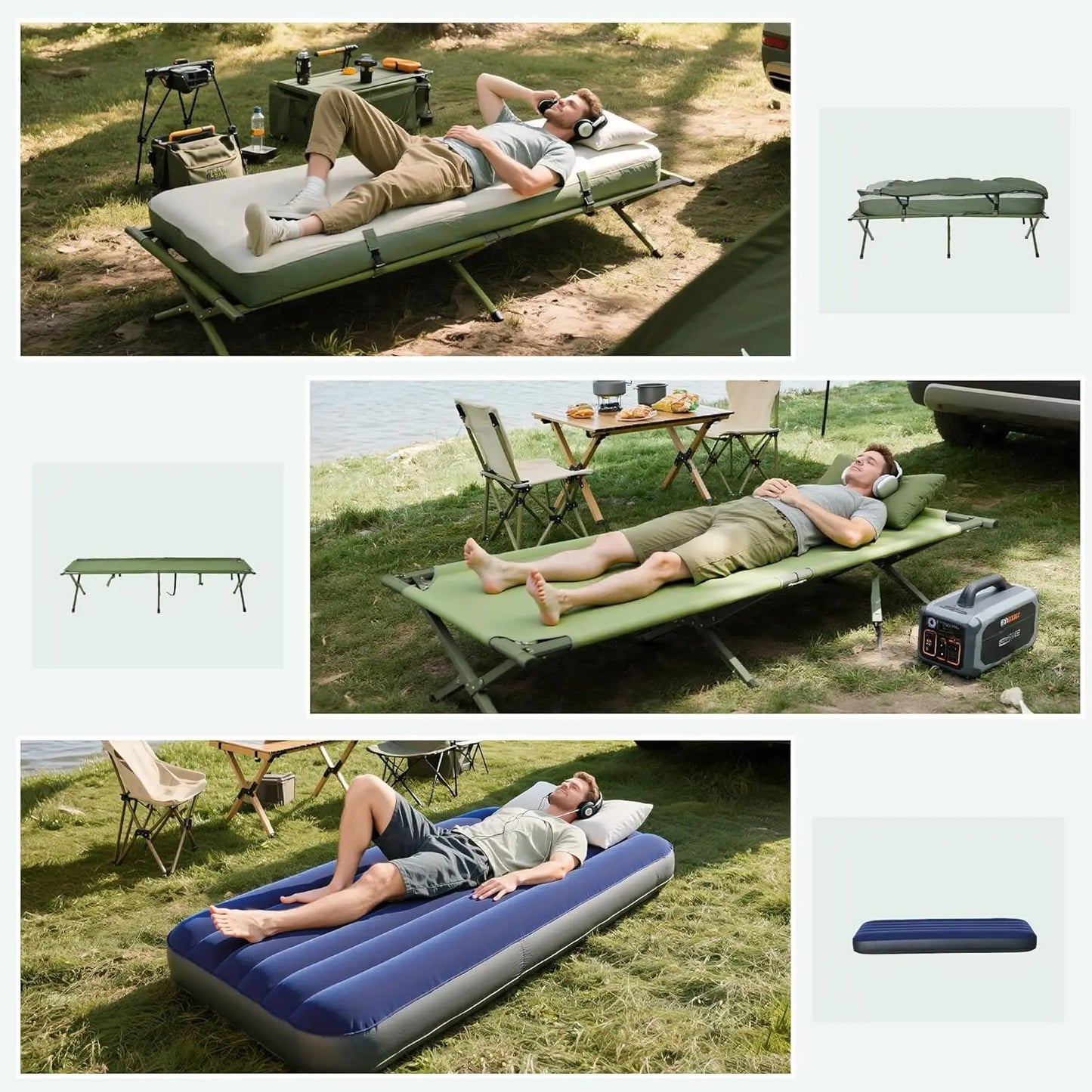 6-In-1 Folding Tent Cot With Mattress For Outdoor Camping