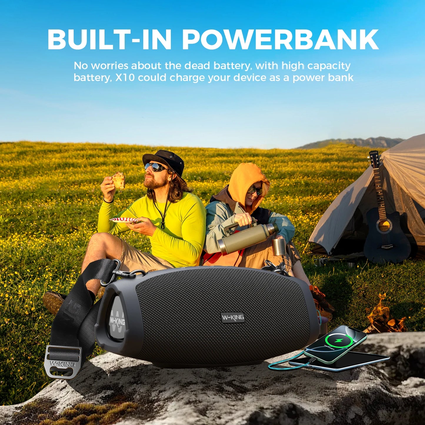W-King Portable Bluetooth Speaker With Microphone And Waterproof