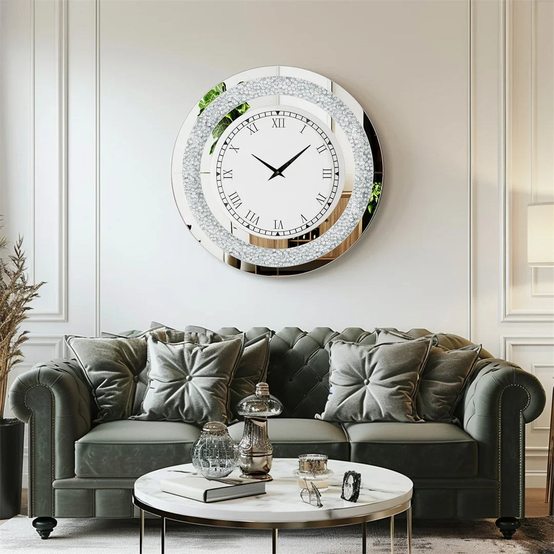 LUVODI Modern 3D Crystal Wall Clock With Roman Numerals