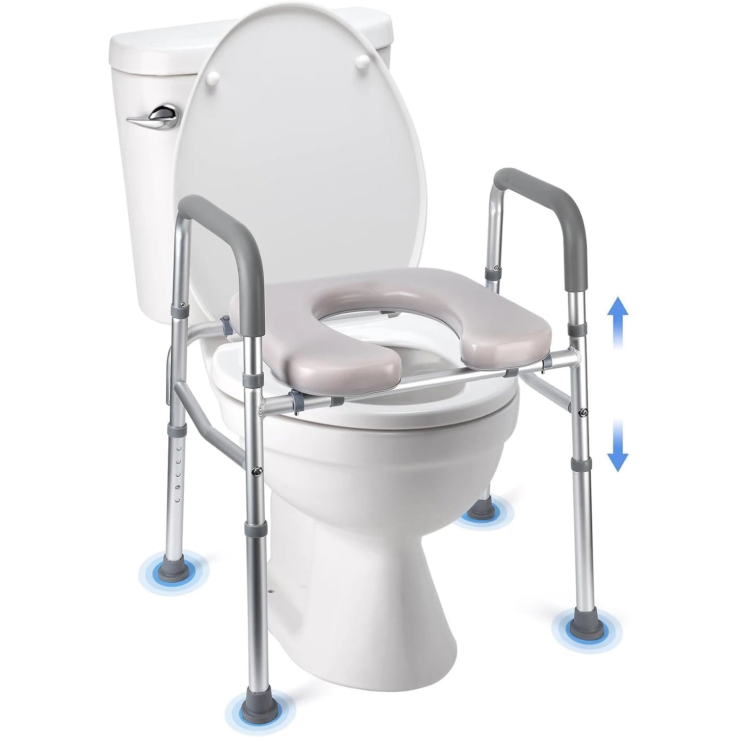 Raised Toilet Seat With Standalone Frame For Elderly And Disabled
