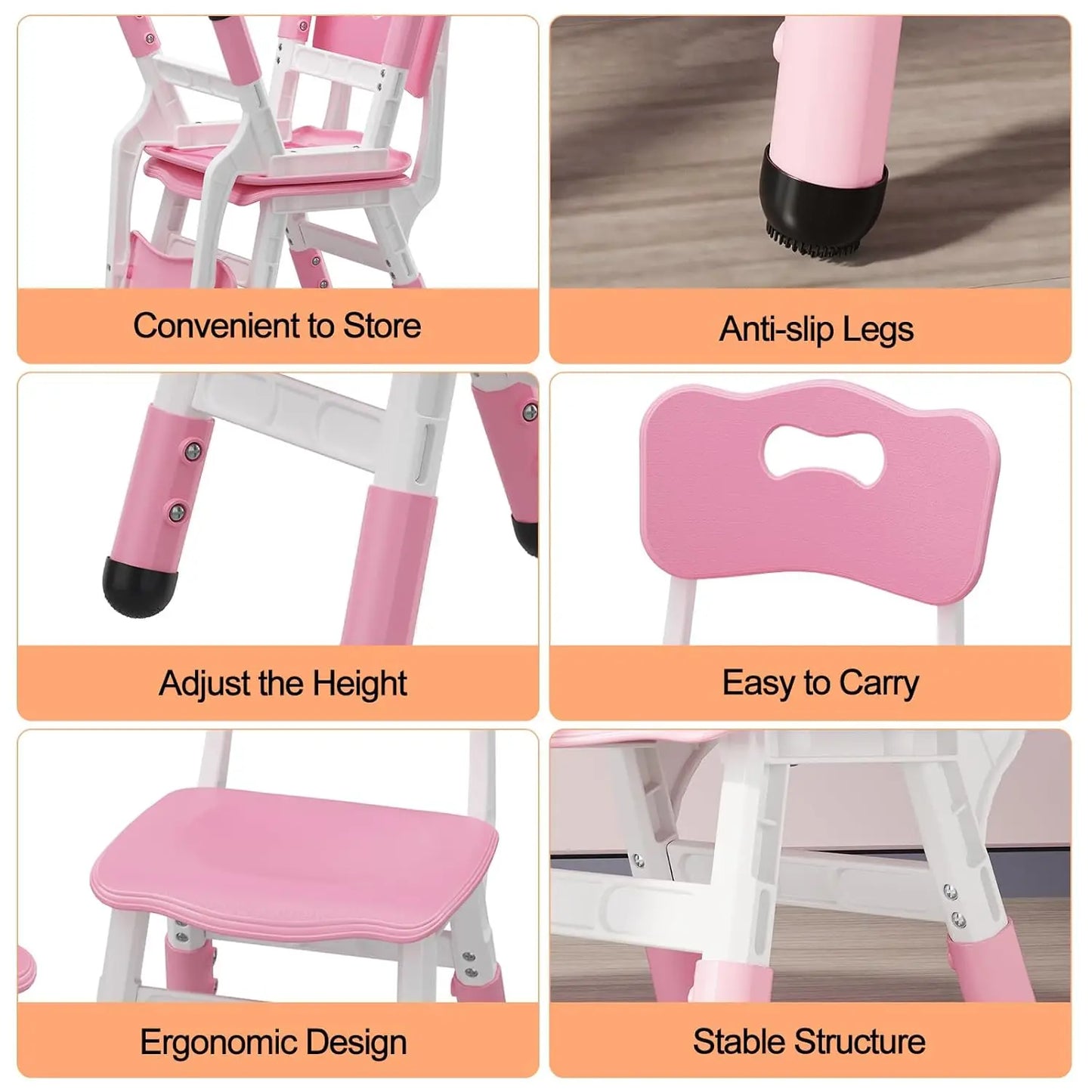 HobbyLane 2-Pack Adjustable Kids Chairs With 3 Level Height