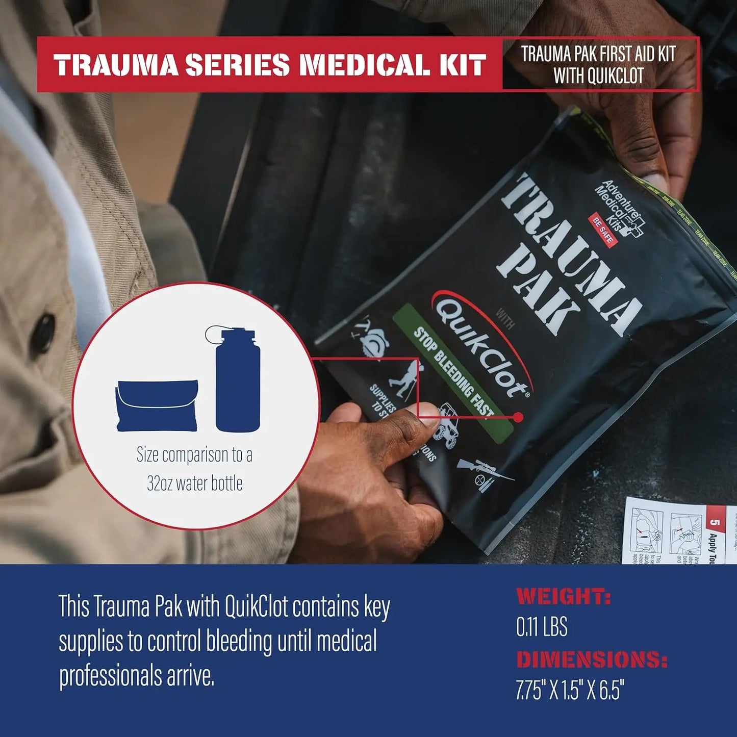 Emergency Trauma First Aid Kit With Quick Clotting Gauze