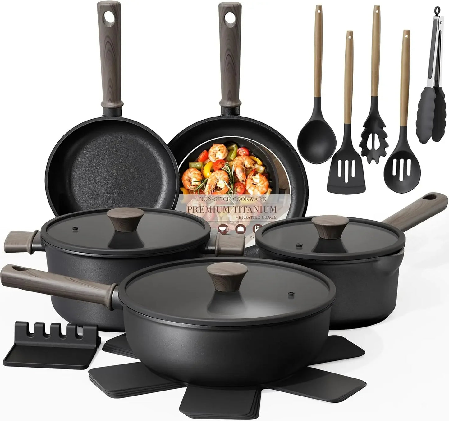 Nonstick Pots And Pans Set Titanium Induction Cookware PFAS Free