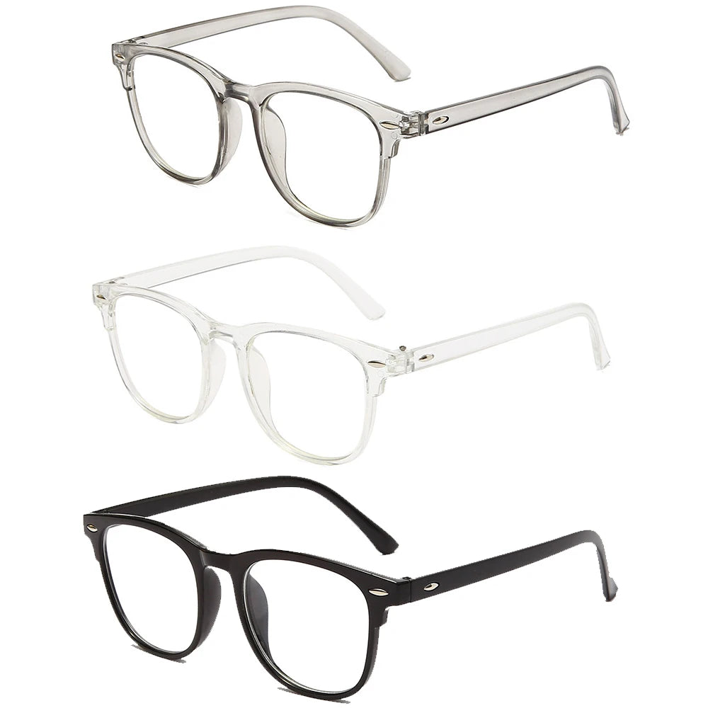 3 Pcs Set Unisex Transparent Anti Blue Light Round Glasses