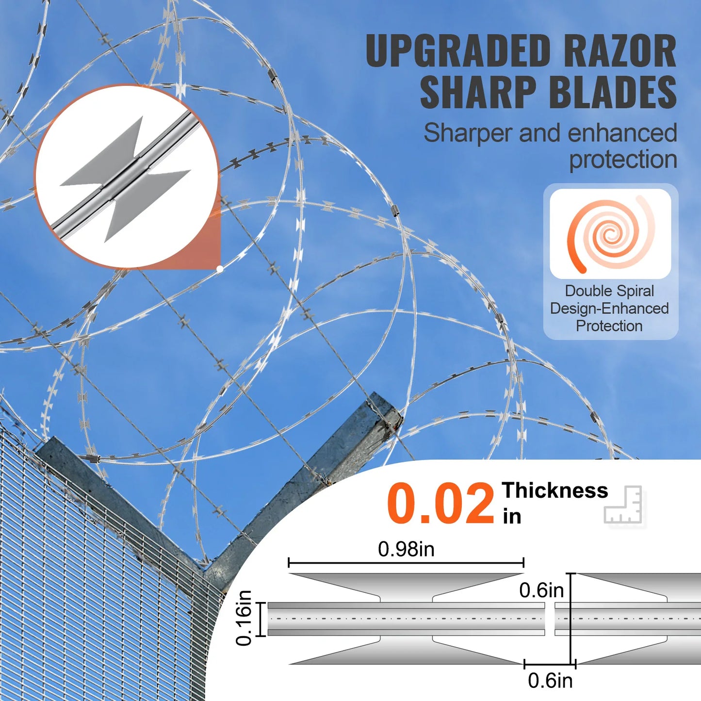 SucceBuy Double Spiral Barbed Wire Fence Rolls for Garden