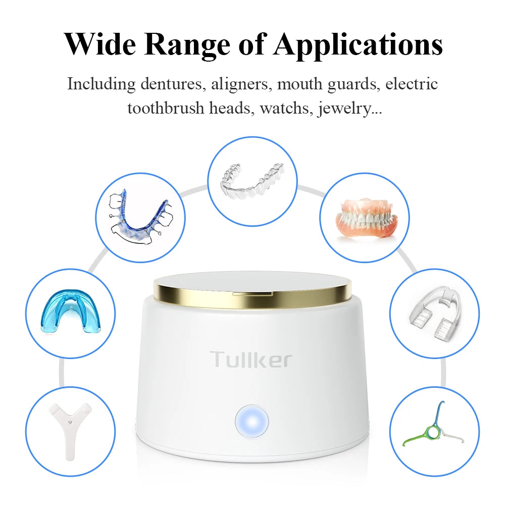 TULLKER Ultrasonic Retainer Cleaner For Dentures Braces With UV Light