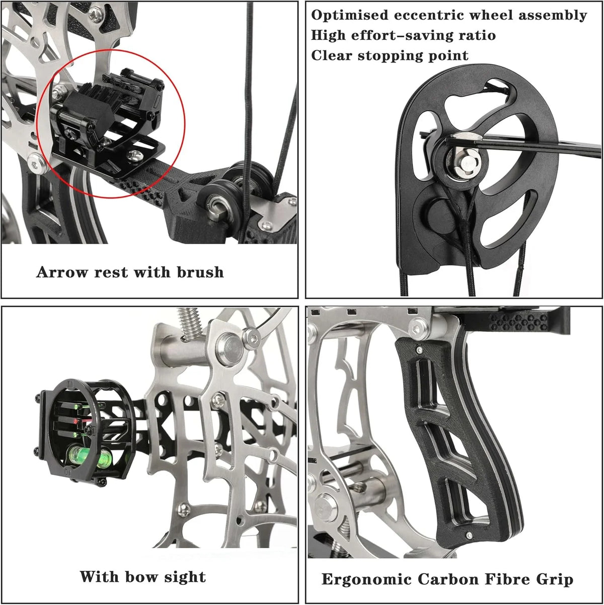 Adjustable Compound Bow With Carbon Fiber Grip And Arrows