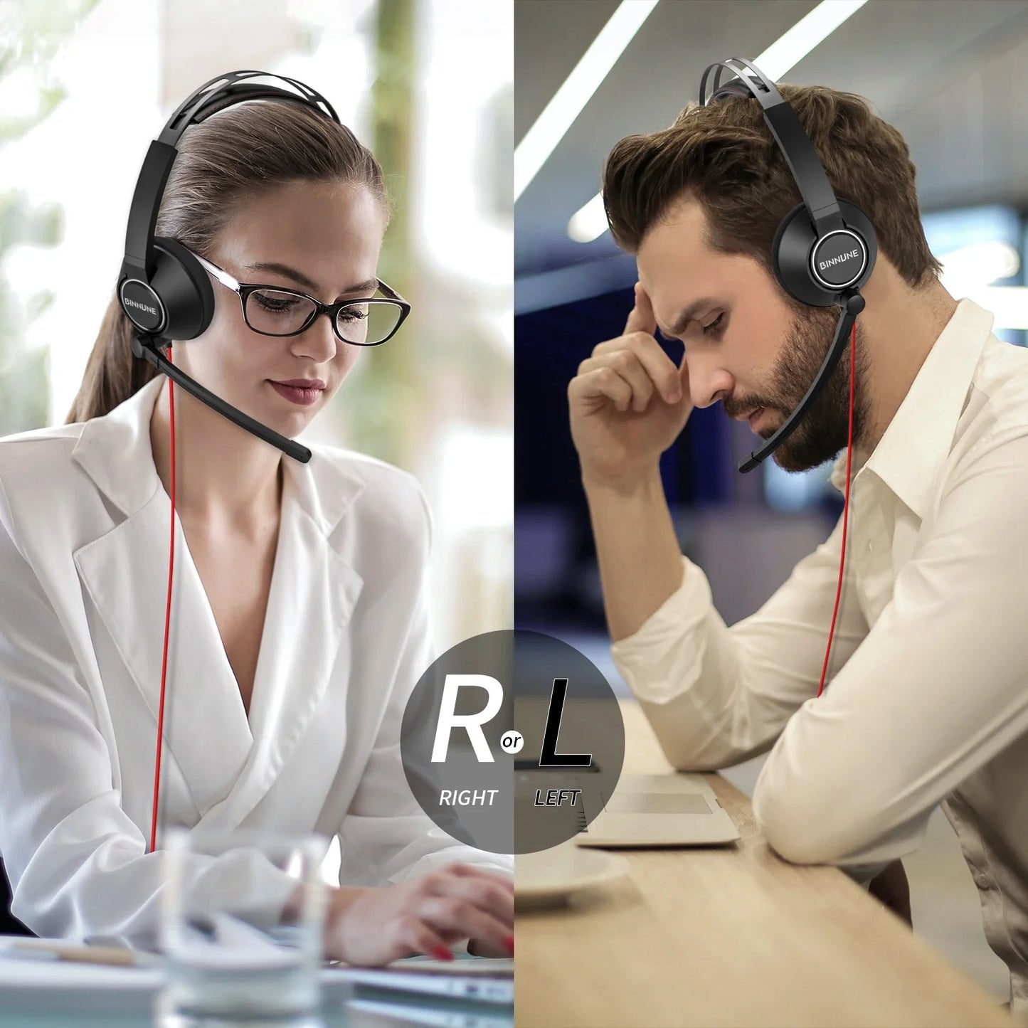 BINNUNE Wired Headset With Microphone For Laptop And PC Noise Canceling