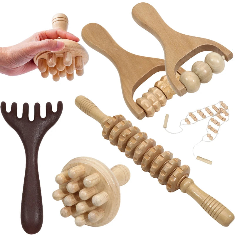 Wood Therapy Massage Tools Anti Cellulite Massager Lymphatic Drainage Body Massager Gua Sha Tools Full Body Muscles Pain 2030