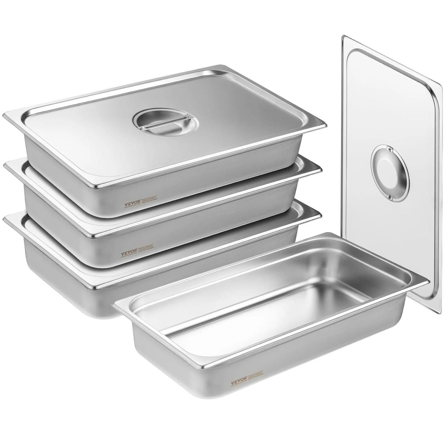 SucceBuy 4 Pack Anti Jam Steam Table Pans With Lid