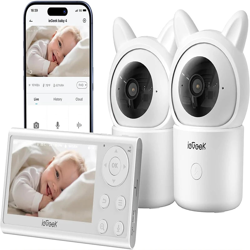 IEGEEK 1080P PTZ Indoor Baby Monitor With Dual Cameras