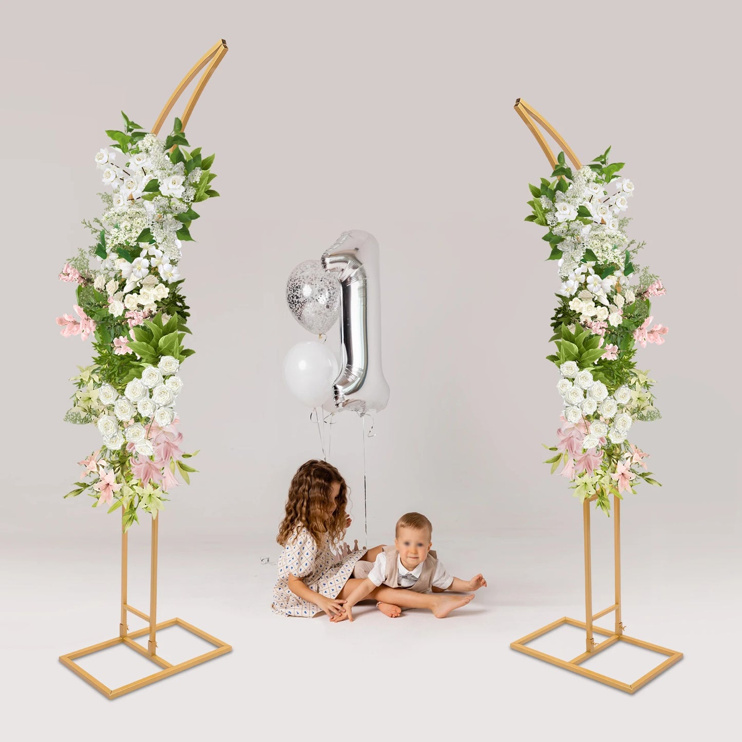 Two Elegant Arched Wedding Backdrop Stands For Ceremony Decor