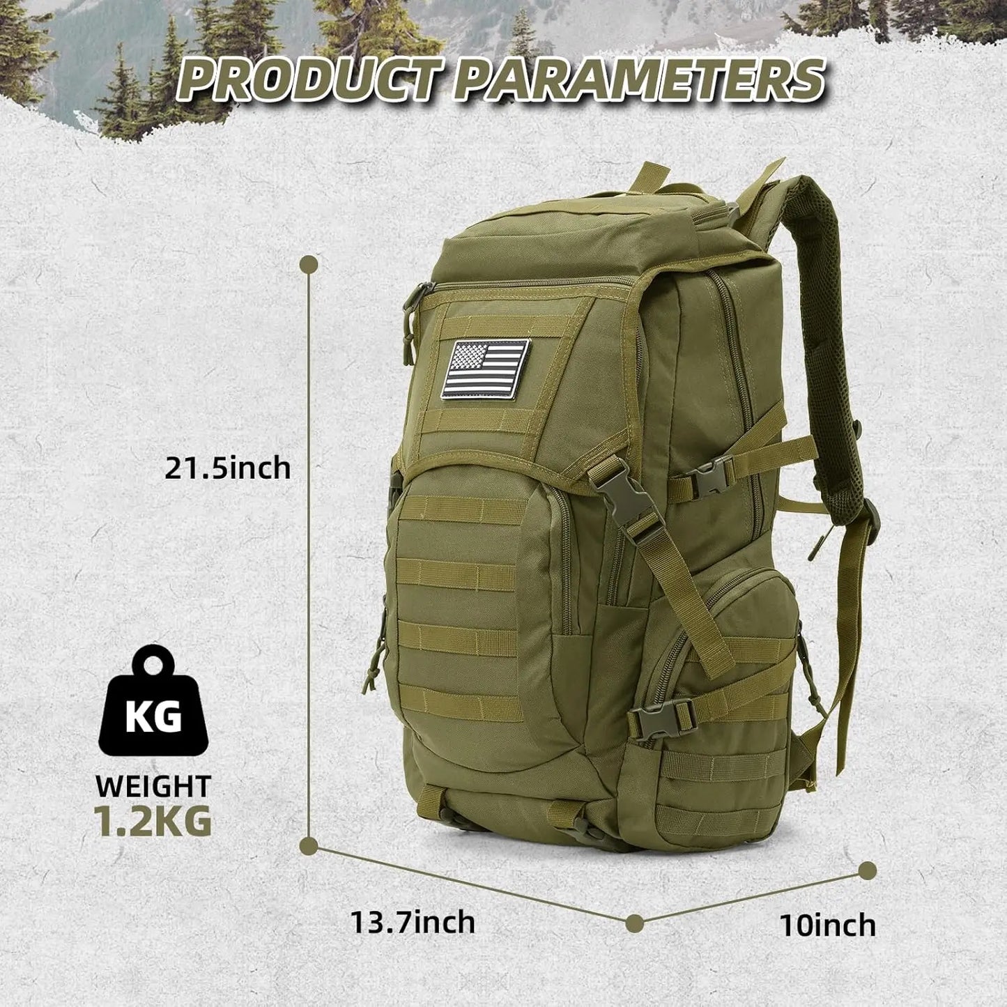 XMSJ Tactical Backpack With Molle System And Water Resistant