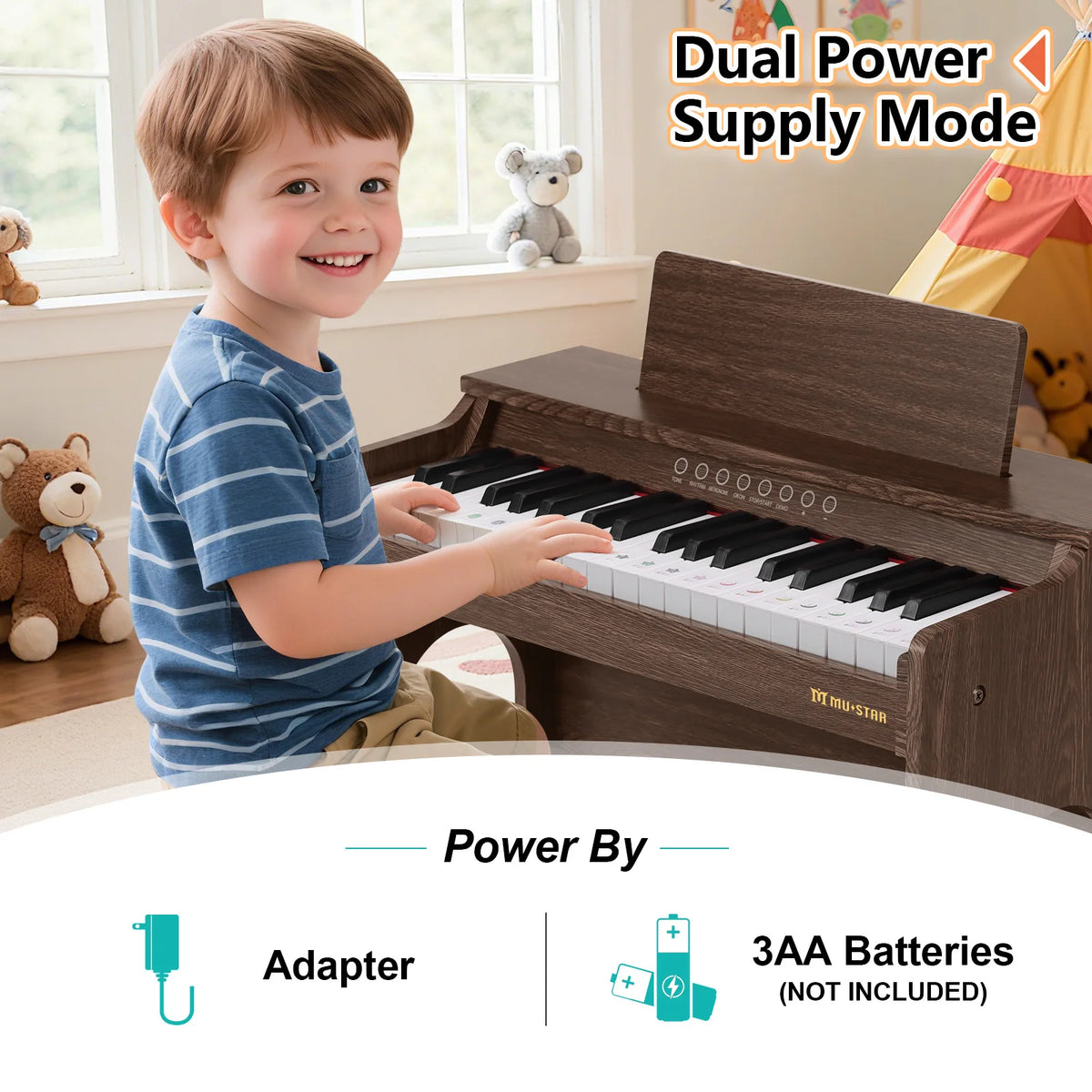 Mustar Digital Piano Keyboard Set With Bench And Educational Accessories