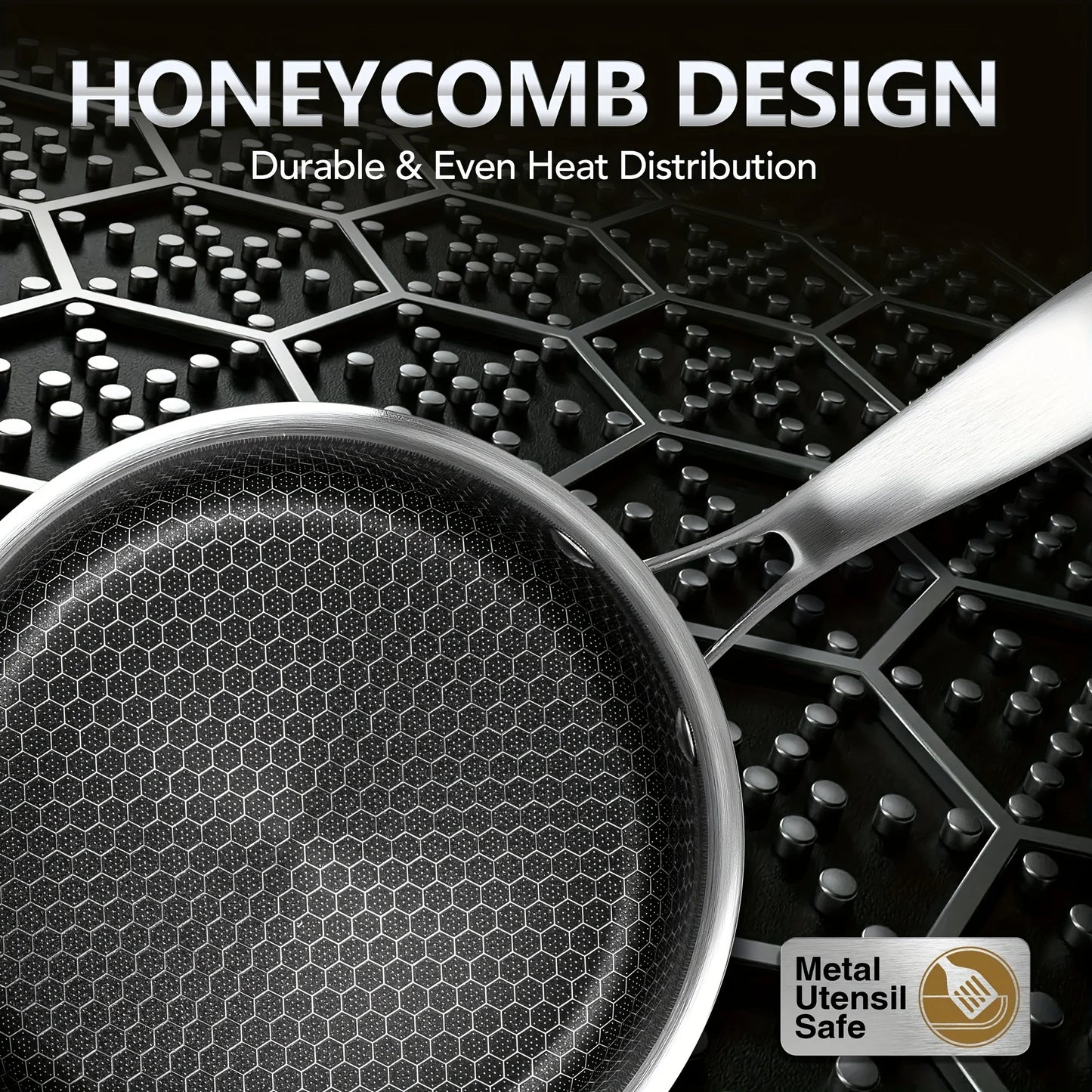 Stainless Steel Cookware Set With Triple Layer Saucepan And Honeycomb