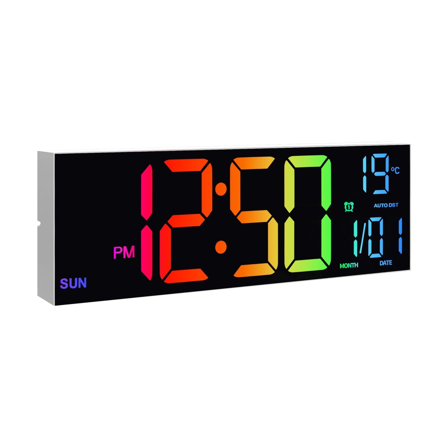 Digital Wall Clock With LED Display Remote Alarm DST Temperature