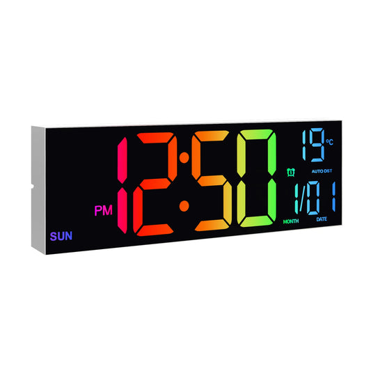 Digital Wall Clock With LED Display Remote Alarm DST Temperature