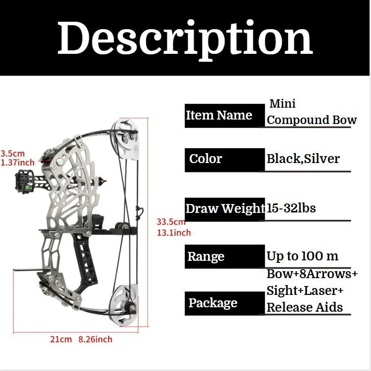 Adjustable Compound Bow With Carbon Fiber Grip And Arrows