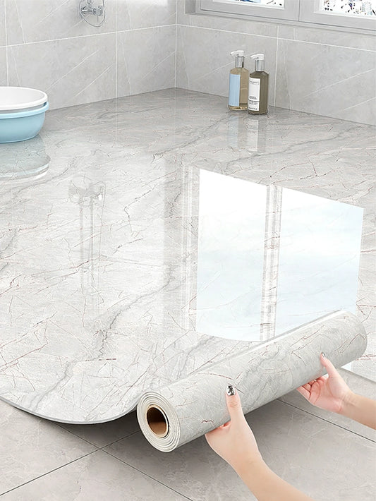 Imitation Marble Floor Tiles Peel and Stick Waterproof Wallpaper