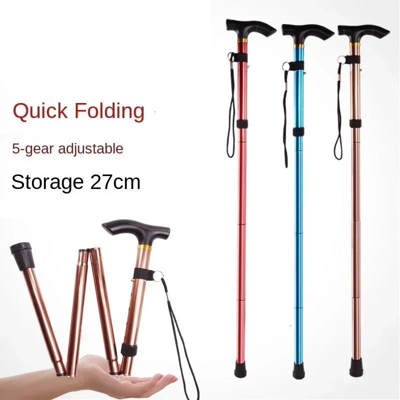 Adjustable Telescopic Folding Aluminum Walking Stick Non-Slip Grip