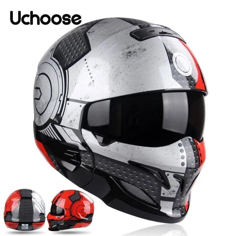 Combination Helmet Detachable Multi-purpose Combination Helmet Motorcycle Locomotive Personality Half Predator Helmet