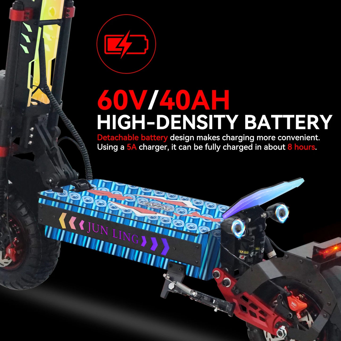 JL86 Electric Scooter Dual Motor 60V40Ah NFC Bluetooth For Adults