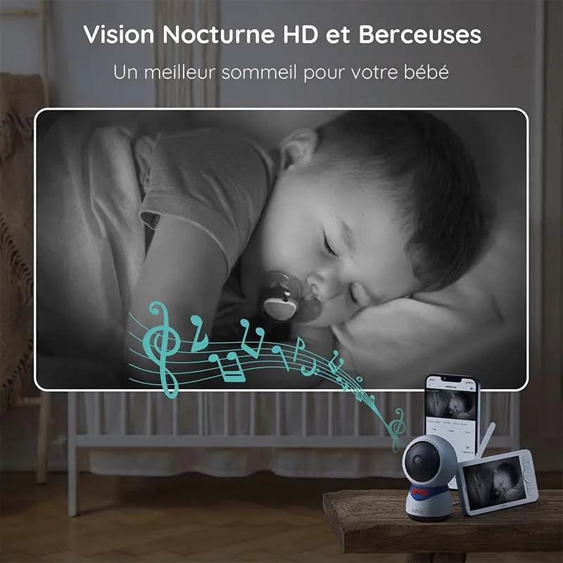 BOIFUN 1080P Baby Monitor With PTZ 355 Degree Auto Tracking