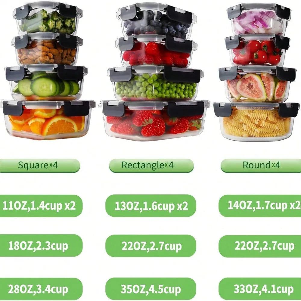 Premium Glass Meal Prep Containers With Leakproof Lids 24 Piece Set